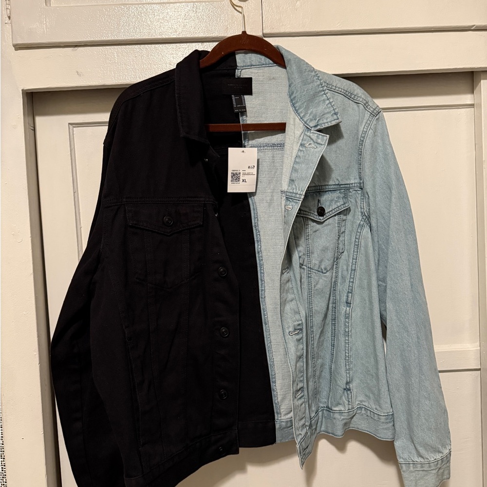 Forever 21 Black and Light Blue Denim Jacket